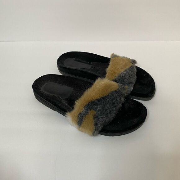 Zara Fur Slides Sz 40 - Picture 1 of 4